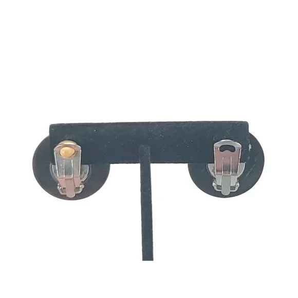 Black Wood Clip-On Earrings - Picture 2 of 2